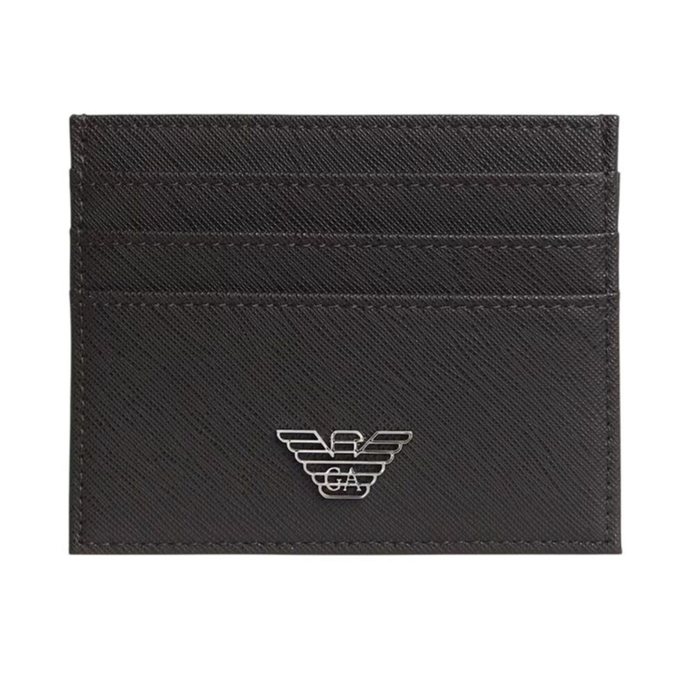Emporio Armani EA7 Leather Card Holder / Ebony Black